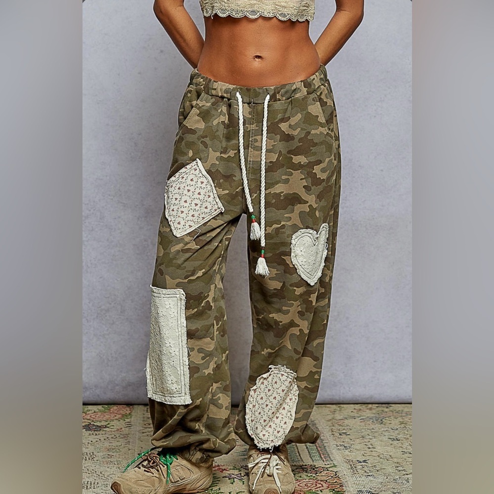 POL Camouflage Patchwork Jogger Pants